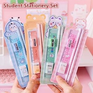Stationery Set Pupils Pencil Eraser Pencil Sharpener Ruler Student Stationery Set miniinthebox