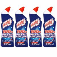 Harpic Toilet Cleaner Liquid Limescale Remover 750 ml x 4