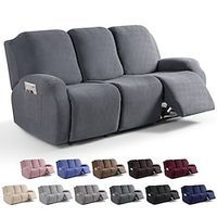 3 Seat Recliner Chair Cover for Large Reclining Chair Slipcover Seat Reversible Washable Protector with Elastic Adjustable Straps for Kids Pets Lightinthebox - thumbnail