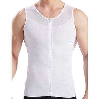 Men's T shirt Tee Compression Tank Body Shaper Compression Tops Men Tops Crew Neck Sleeveless Sports  Outdoor Vacation Going out Casual Daily Gym Quick dry Breathable Soft Plain Black White Lightinthebox