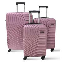 PARA JOHN 3-Piece Hard side ABS Luggage Trolley Set 20/24/28 Inch PINK