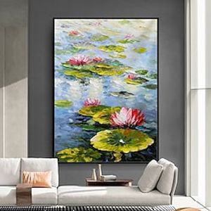 Mintura Handmade Water Lily Oil Paintings On Canvas Wall Art Decoration Modern Abstract Picture For Home Decor Rolled Frameless Unstretched Painting Lightinthebox