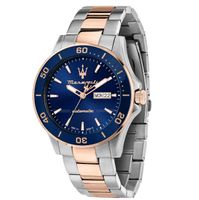 Maserati Competizione 43mm Auto Blue Dial Br SS+RG Men's Watch - R8823100001