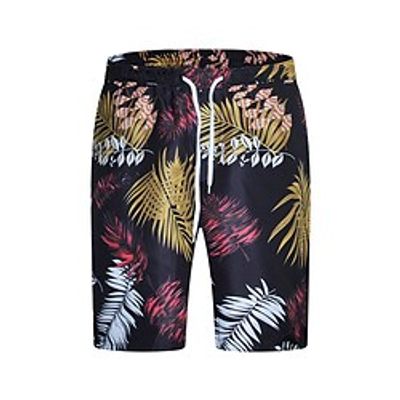 Men's Casual Shorts Shorts Beach Shorts Knee Length Pants Inelastic Leaf Mid Waist Black S M L XL XXL miniinthebox Men's Casual Shorts Shorts Beach Shorts Knee Length Pants Inelastic Leaf Mid Waist Black S M L XL XXL miniinthebox