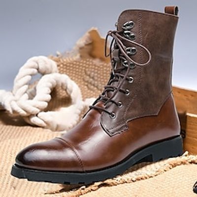 Men's Boots Biker boots Combat Boots Retro Walking Casual Daily Leather Comfortable Booties / Ankle Boots Lace-up Black Brown Spring Fall miniinthebox Men's Boots Biker boots Combat Boots Retro Walking Casual Daily Leather Comfortable Booties / Ankle Boots Lace-up Black Brown Spring Fall miniinthebox