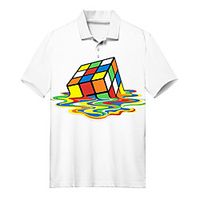 Men's Golf Shirt 3D Print Rubik's Cube Button-Down Print Short Sleeve Casual Tops Casual Fashion Soft Breathable White / Sports miniinthebox - thumbnail