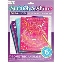 OOLY Scratch And Shine Foil Scratch Art Kit - Geometric Animals - thumbnail