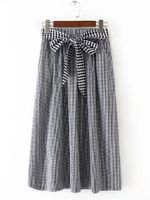 Casual Drawstring Plaid High Waist Skirts