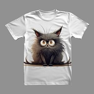 Boys 3D Cat Tee Shirt Short Sleeve 3D Print Summer Active Sports Fashion Polyester Kids 3-12 Years Crew Neck Outdoor Casual Daily Regular Fit Lightinthebox