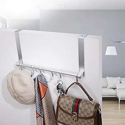 Over The Door Hook,Aluminium Alloy Moveable 6 Hooks, Over Door Hook Hanger for Hanging ClothesTowelsCoatsBackpackHat, Over Door Coat Rack Lightinthebox
