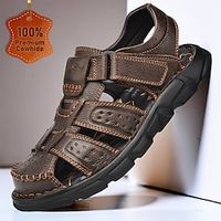 Men's Sandals Sporty Sandals Outdoor Hiking Sandals Casual Outdoor Daily Leather Italian Full-Grain Cowhide Breathable Comfortable Slip Resistant Lace-up Light Brown Dark Brown Black Lightinthebox