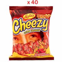 Leslies Cheezy Corn Crunch Red Hot, 70 Gm Pack Of 40 (UAE Delivery Only)