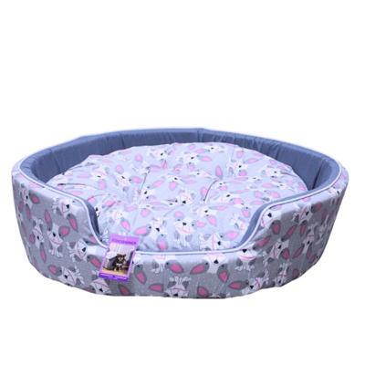 Coco Kindi Grey Dog Pattern Washable Round Cotton Dog Bed