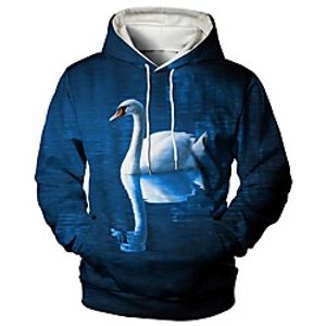 Men's Pullover Hoodie Sweatshirt Graphic Animal Casual Daily Weekend 3D Print Casual Hoodies Sweatshirts  Blue miniinthebox