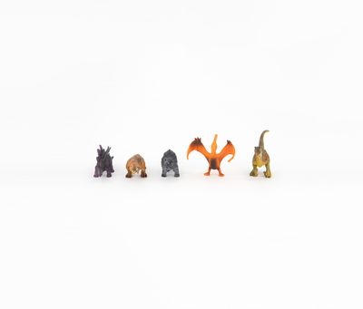 5 Pieces Set With Dinosaurs Figureines  Brown Combo