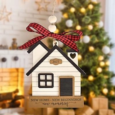 2023 House-like Shape Wooden Pendant Hanging Decorations, House Warming Gifts, New Home Christmas Ornament, Room Decor Lightinthebox