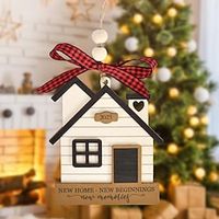 2023 House-like Shape Wooden Pendant Hanging Decorations, House Warming Gifts, New Home Christmas Ornament, Room Decor Lightinthebox - thumbnail