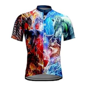 21Grams Men's Cycling Jersey Short Sleeve Bike Top with 3 Rear Pockets Mountain Bike MTB Road Bike Cycling Breathable Quick Dry Moisture Wicking Blue Animal Spandex Polyester Sports Clothing Apparel Lightinthebox