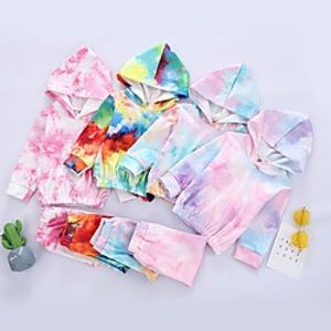 Kids Girls' Clothing Set Long Sleeve Purple Yellow Blushing Pink Letter Cotton Sport Basic miniinthebox
