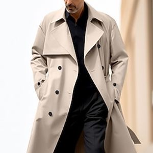 Men's Winter Coat Overcoat Trench Coat Outdoor Daily Wear Fall  Winter Polyester Windbreaker Outerwear Clothing Apparel Fashion Streetwear Plain Turndown Open Front Lightinthebox
