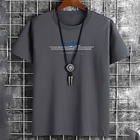Men's Unisex Tee T shirt Hot Stamping Graphic Prints Letter Plus Size Print Short Sleeve Casual Tops Cotton Basic Fashion Designer Big and Tall White Black Khaki Lightinthebox - thumbnail