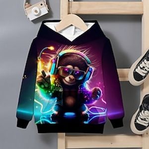 Boys T shirt Long Sleeve Hoodie Graphic Animal 3D Print Sports Fashion Streetwear Polyester Outdoor Casual Daily Kids Pocket 3-13 Years 3D Printed Graphic Regular Fit Shirt Lightinthebox