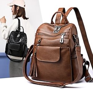 New Tassel Women Backpacks High Quality Leather Backpacks Vintage School Bags Ladies Designer Large Capacity Travel Bagpack Girl miniinthebox