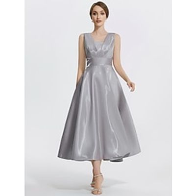 A-Line Cocktail Dresses Elegant Dress Formal Wedding Guest Tea Length Sleeveless V Neck Satin with Pocket 2023 Lightinthebox A-Line Cocktail Dresses Elegant Dress Formal Wedding Guest Tea Length Sleeveless V Neck Satin with Pocket 2023 Lightinthebox