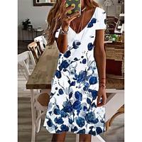 Women's Casual Dress Summer Dress Ombre Floral Print V Neck Midi Dress Stylish Daily Date Short Sleeve Summer Lightinthebox