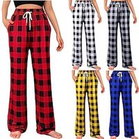 Women's Yoga Pants Drawstring Thermal Warm High Waist Yoga Fitness Gym Workout Bottoms Plaid Yellow Red Blue Sports Activewear Stretchy Loose Fit miniinthebox - thumbnail