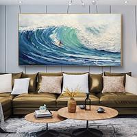 Mintura Handmade Seascape Oil Paintings On Canvas Large Wall Art Decoration Modern Abstract Surfer Picture For Home Decor Rolled Frameless Unstretched Painting Lightinthebox