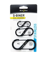 Nite Ize S-Biner Stainless Steel Double Gated Carabiner 3 Pack Black