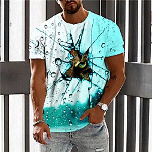 Men's Unisex T shirt 3D Print Graphic Prints Crack Animal Crew Neck Daily Holiday Print Short Sleeve Tops Casual Designer Big and Tall Blue Lightinthebox