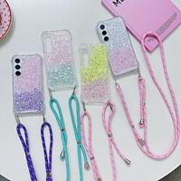 Phone Case For Samsung Galaxy S24 S24 Ultra Plus S23 Ultra Plus S23 S22 S22 Ultra S21 FE A55 A35 A25 A15 5G A54 A34 A14 Back Cover with Lanyard Bling Glitter Shiny Shockproof Color Gradient TPU Lightinthebox