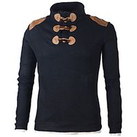 Men's Vintage Style Color Block Pullover Long Sleeve Sweater Cardigans Stand Collar Fall Winter Black Dark Gray miniinthebox - thumbnail