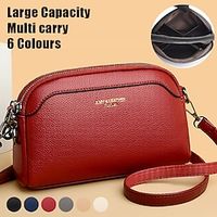 Women's Crossbody Bag Shoulder Bag Mobile Phone Bag Baguette Bag PU Leather Party Daily Holiday Zipper Large Capacity Multi Carry Solid Color off white Black Red miniinthebox