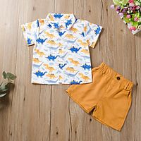 Kids Boys' Clothing Set Short Sleeve Yellow Dinosaur Print Print Active Regular 2-6 Years Lightinthebox - thumbnail