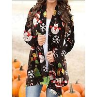 Women's Ugly Christmas Sweater Cardigan Sweater Jacket Open Front Ribbed Knit Polyester Print Fall Winter Long Outdoor Christmas Daily Vintage Daily Stylish Long Sleeve Geometric Plaid Snowman Red Lightinthebox - thumbnail