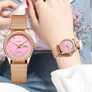 Women Quartz Watch Luxury Rhinestone Wristwatch Luminous Calendar Date World Time Stainless Steel Strap Watch Lightinthebox