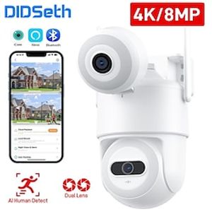 DIDSeth 8MP 4K Wifi Dual-Lens Camera Outdoor PTZ Video Ai Human Monitor Night Vision Outdoor Security CCTV Cam ICSee App Lightinthebox