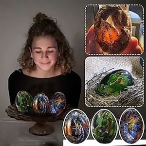 Lava Dragon Egg Resin Statue Ornamental Dinosaur Eggs Sculpture Crystal Gemstone Souvenir Home Decor Collection Kid Gift Toy miniinthebox