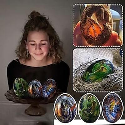 Lava Dragon Egg Resin Statue Ornamental Dinosaur Eggs Sculpture Crystal Gemstone Souvenir Home Decor Collection Kid Gift Toy miniinthebox