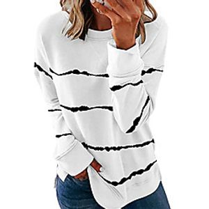 Women's Sweatshirt Pullover Stripe Crew Neck Stripes Sport Athleisure Sweatshirt Top Long Sleeve Warm Soft Oversized Comfortable Everyday Use Causal Exercising General Use / Winter miniinthebox