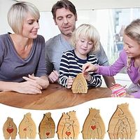 Diy Wooden Puzzle Mother Child Bear Mother Child Elephant Set Wooden Decoration Lightinthebox