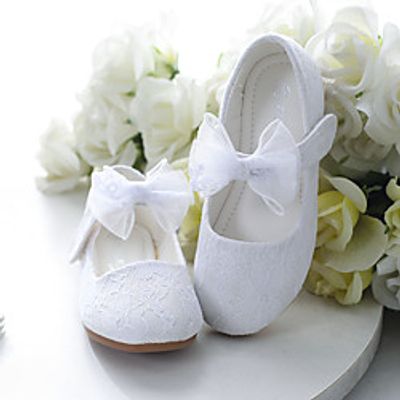Girls' Flats Comfort Flower Girl Shoes Princess Shoes Lace Little Kids(4-7ys) Daily Party  Evening Pearl Flower White Pink Spring Summer Lightinthebox