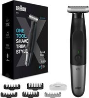 Braun Series X All in One Showerproof Beard Trimmer, Shaver, and Body Groomer for Men with 5 combs for Face & Body, Gifts for Men black/silver - XT5100