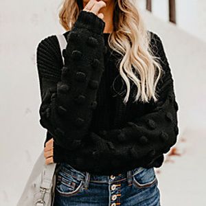 Women's Pullover Sweater Chunky Solid Color Stylish Casual Cotton Long Sleeve Sweater Cardigans Round Neck Fall Winter Brick red Grey White Lightinthebox