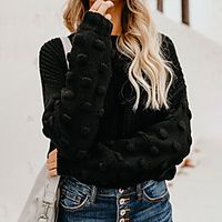 Women's Pullover Sweater Chunky Solid Color Stylish Casual Cotton Long Sleeve Sweater Cardigans Round Neck Fall Winter Brick red Grey White Lightinthebox - thumbnail
