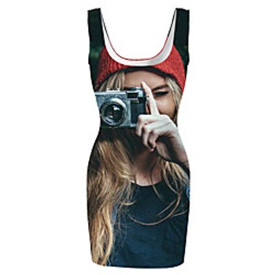 Women's Sports Dress Short Mini Dress Black Sleeveless Print Print Spring Summer Round Neck Casual Holiday 2021 S M L XL XXL 3XL miniinthebox