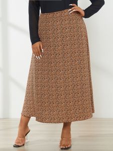 YOINS Plus Size Leopard Maxi Skirts